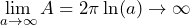 \[ \lim_{a \to \infty} A = 2\pi \ln(a) \to \infty \]