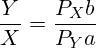 \[ \frac{Y}{X} = \frac{P_X b}{P_Y a} \]