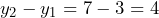 y_2 - y_1 = 7 - 3 = 4