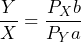 \[ \frac{Y}{X} = \frac{P_X b}{P_Y a} \]