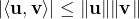 \[ |\langle \mathbf{u}, \mathbf{v} \rangle| \leq \|\mathbf{u}\| \|\mathbf{v}\| \]