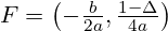 F = \left(-\frac{b}{2a}, \frac{1 - \Delta}{4a}\right)