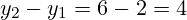 y_2 - y_1 = 6 - 2 = 4